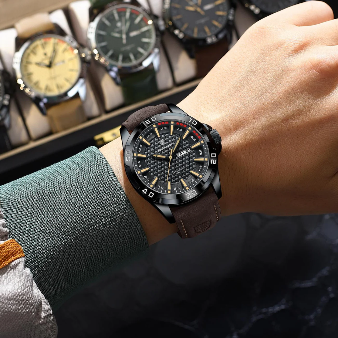 POEDAGAR EDGE Dual Calendar Luxury Watch