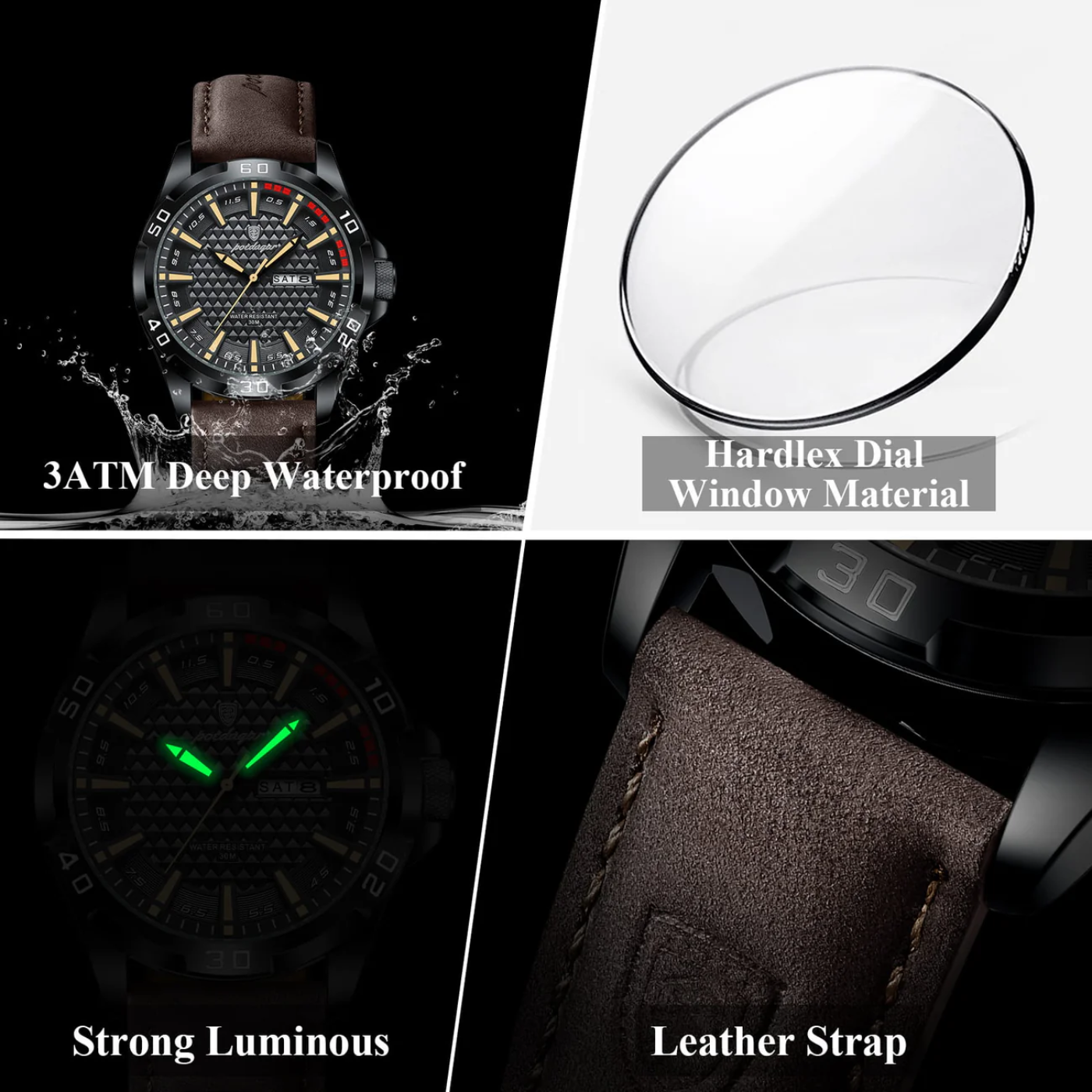 POEDAGAR EDGE Dual Calendar Luxury Watch